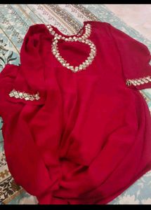 Beautiful Hot Pink Mirror work gown with duppata