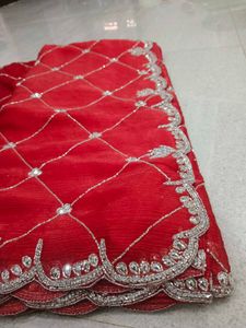 Red Embroidered Saree