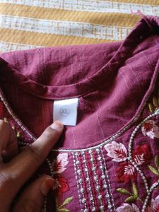Embroidered Maroon Kurta,pant and dupatta