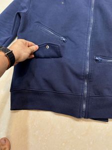 Zara Navy Blue Moto Jacket | Winter Wear |Chest 40
