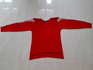 New(Size~M)Red lace woollen sweater🌻