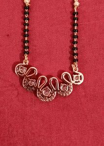 MElegant Gold Plated Black Beads Mangalsutra Neckl