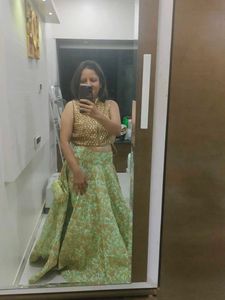 Lehenga Crop Blouse With Matching Clutch