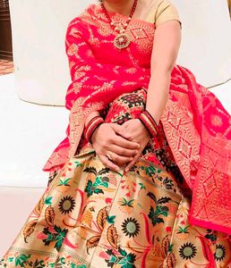 Red & Gold Patterned lehnga