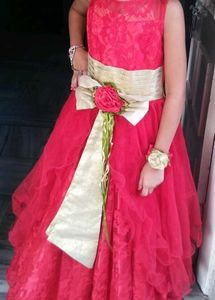Red Flower Girl gown