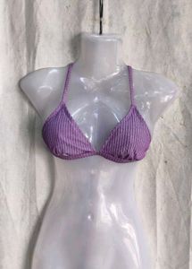 Ribbed Purple Bikini Top