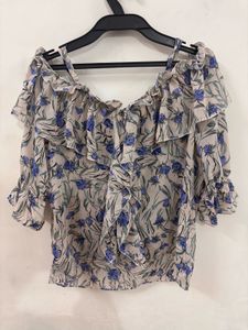 Floral Ruffle Off-Shoulder Blouse