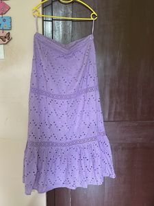 Lavender Eyelet Midi Skirt