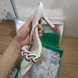 Stylish White Strappy Heels 🤍