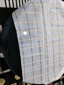 Elegant White &amp; Gold Plaid dupatta