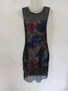 Floral Mesh Sheer Mini Dress