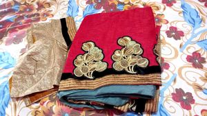 Stunning Sequin Blouse with Red Saree