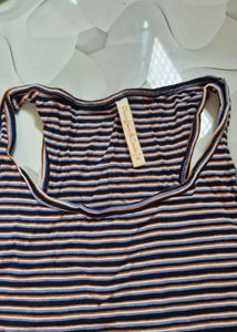 Blue Cardigan &amp; Striped Top Set