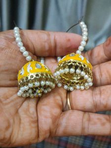 Yellow Jhumka Earrings