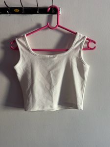 White Crop Tank Top