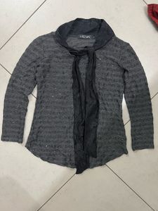 Elegant Gray Long Sleeve Top
