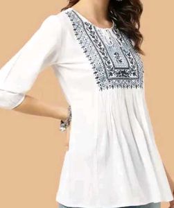 Elegant White Kurta with Black Embroidery