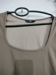 Cute Brown Cap Sleeve Fit and Flare Dress