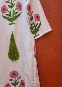 White Floral Kurta Set for Women