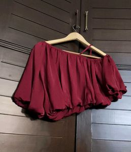 And Red One Shoulder Waterfall Skirt Co-ord Set