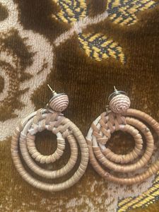 Boho Rattan Hoop Earrings