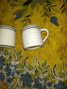 Set of Two White Mugs