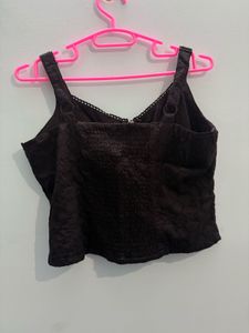 MAX - Stylish Black Eyelet Crop Top