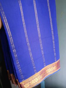 Blue Cotton saree with Blouse