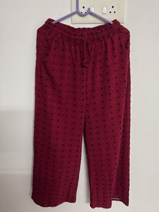 Chic Maroon Polka Dot Palazzo Pants
