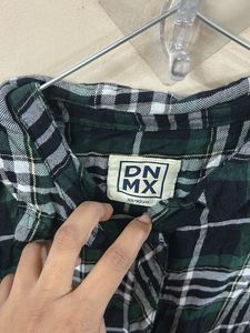 Green Plaid Button-Up Shirt