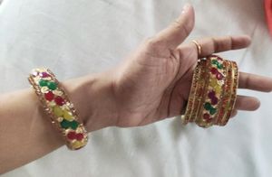 Rubies And Emerald Embellished Bangles