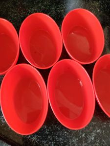 Oval Shape Red Snack Bowls