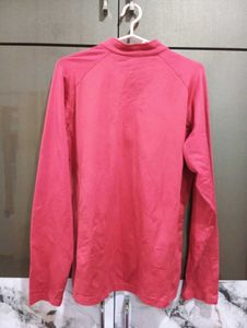 Pink &amp; White Striped Quarter Zip Pullover