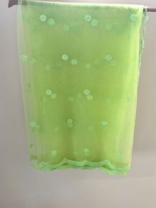 Vibrant Lime Green Embroidered Net Dupatta