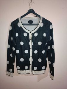 Polka Dot Button-Up Cardigan