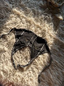 Black Denim Bustier Top