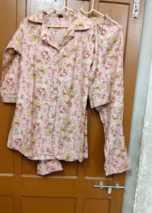 Pink Floral Print Cotton Blouse