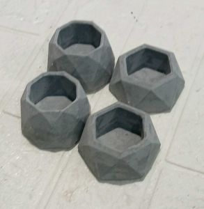 Set of 4 Geometric Concrete candle holder Planters