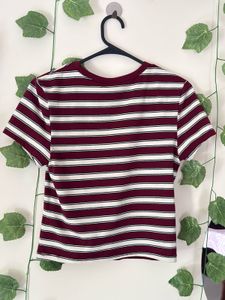 Maroon &amp; White Striped T-Shirt