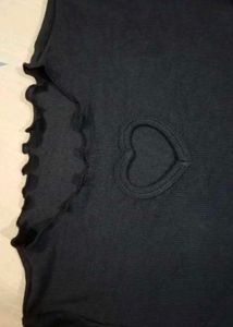 Cute Heart Cutout Lettuce Hem Top