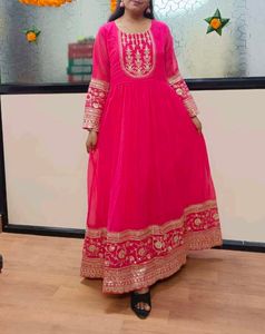 Vibrant Pink Embroidered Anarkali Gown