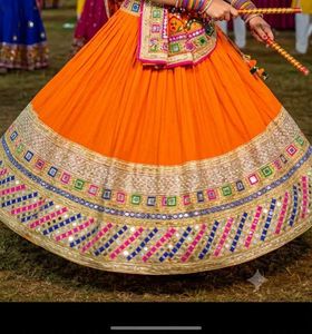 🧡Orange Chaniya Choli with Dupatt Embroidered Det