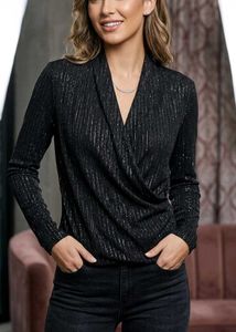 Sparkly Black Long Sleeve Top