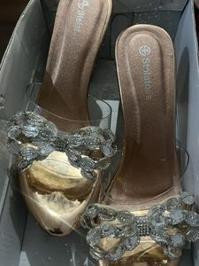 Sparkling Bow Embellished Heeled Mules