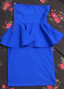 Zara Royal Blue Peplum Tube Dress (OFFER)