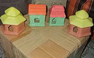 Set of 4 Ceramic Houses