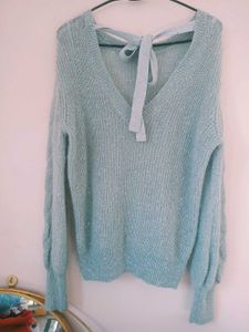 Stylish Blue Knit Sweater
