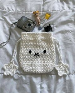 Cute Pink Crocheted Flower Pouch