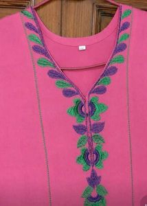 Pink Embroidered Sleeveless Kurta