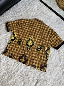 Yellow Plaid Flame Short Sleeve Shirt